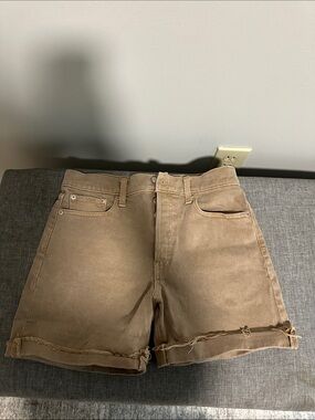 GAP Women's Rolled Frayed Hem Jean Shorts in Brown